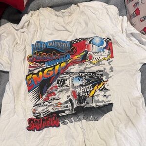 Brandy Melville Oversized White Graphic Racing Tee